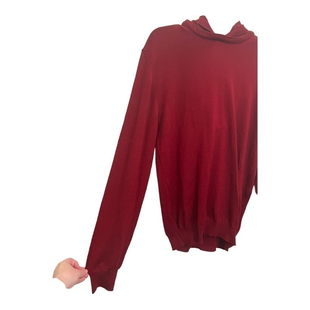 bugatchi MERINO WOOL HOODED PULLOVER IN RUBY - Picture 5 of 12